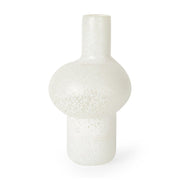 12" White Mottled Handblown Glass Table Vase