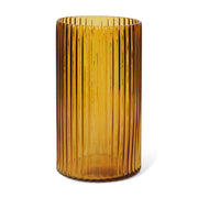 11" Amber Glass Ribbed Cylinder Table Vase
