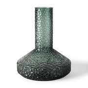 12" Green Faceted Glass Table Vase