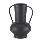 11" Black Amphora Metal Table Vase
