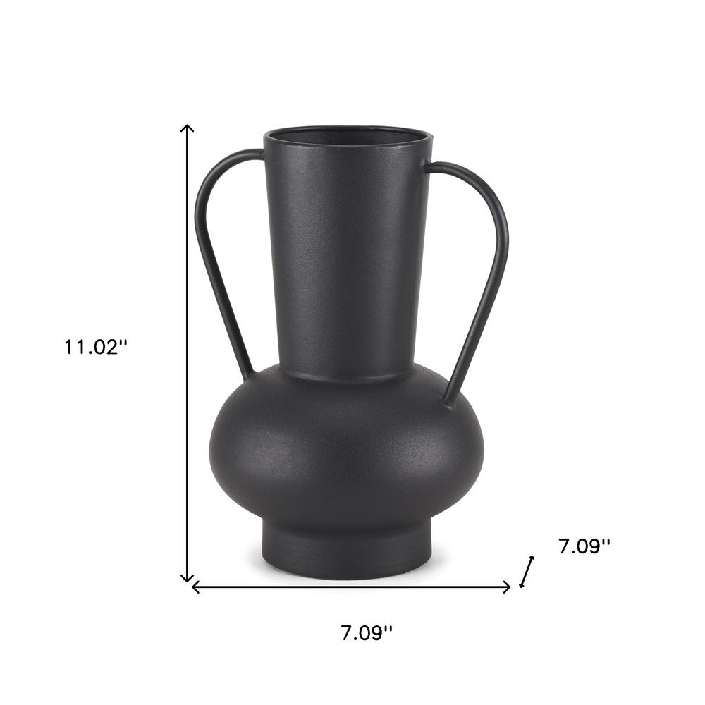 11" Black Amphora Metal Table Vase