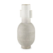 16" Off White And Gold Metal Table Vase