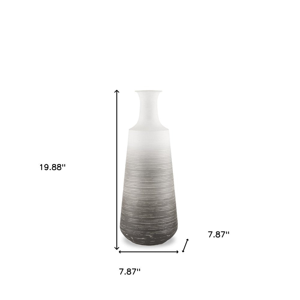 20" Gray And White Ombre Metal Table Vase