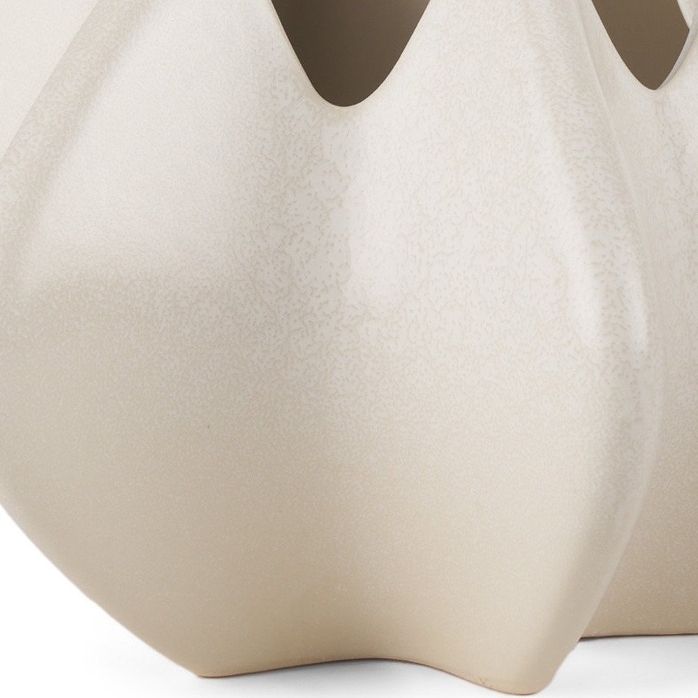 9" Cream Sculptural Ceramic Table Vase