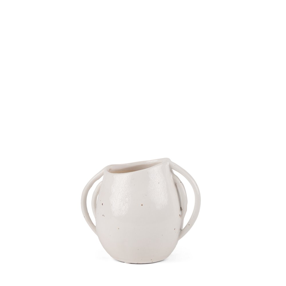 7" Cream Speckle Ceramic Amphora Table Vase