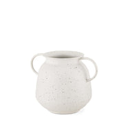 7" White Speckle Metal Amphora Table Vase