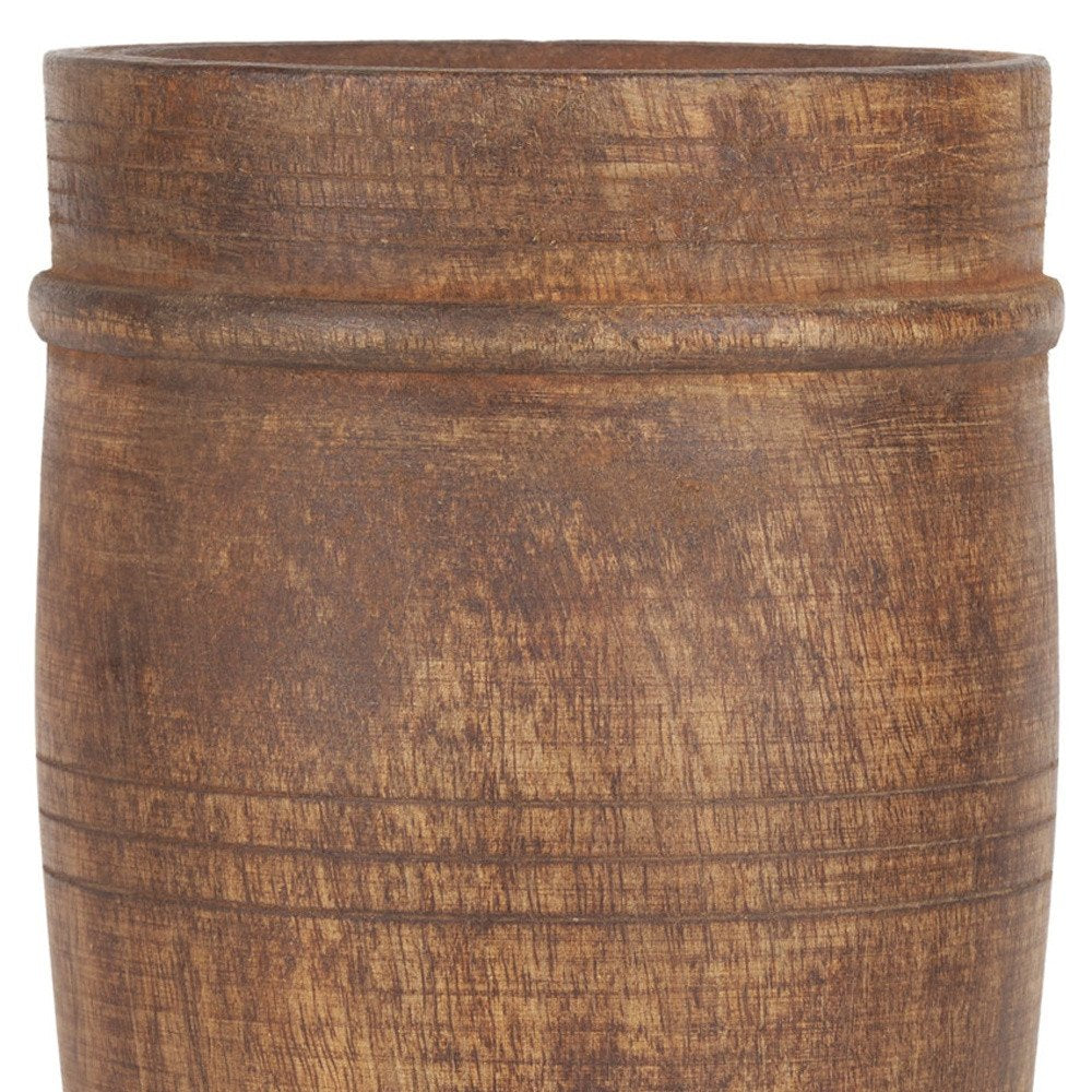 11" Brown Reclaimed Wood Cylinder Table Vase