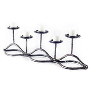 7" Black Distressed Geometric Metal Tabletop Tealight Candle Holder