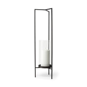30" Gray Abstract Metal Tabletop Hurricane Candle Holder