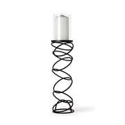 21" Black Geometric Glass And Metal Tabletop Pillar Candle Holder