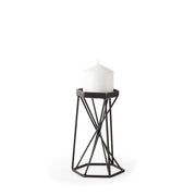 8" Black Distressed Geometric Metal Tabletop Dish Candle Holder