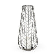 24" Gold Distressed Lattice Metal Tabletop Hurricane Candle Holder