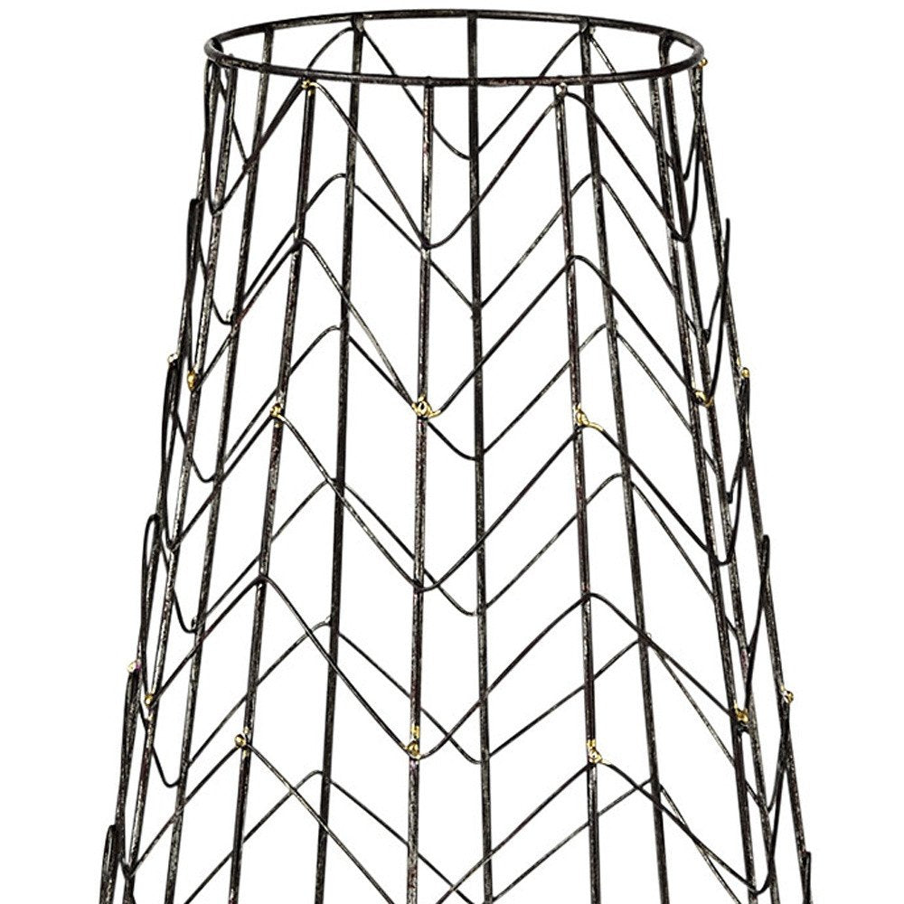 24" Gold Distressed Lattice Metal Tabletop Hurricane Candle Holder
