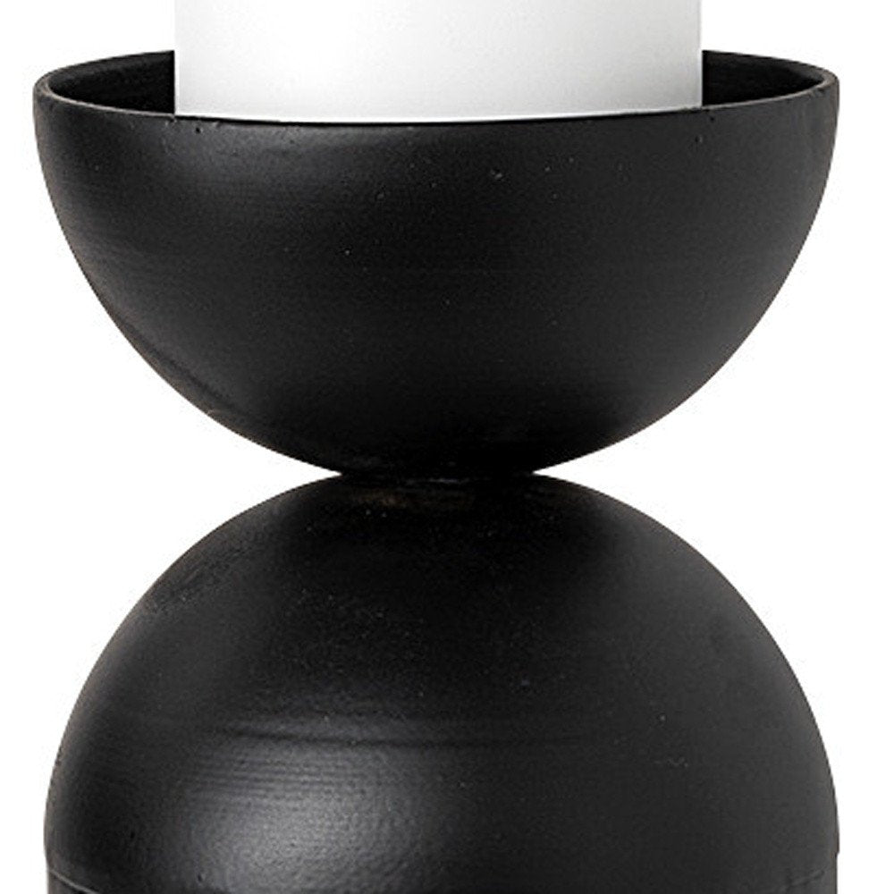 13" Black Metal Tabletop Pillar Candle Holder