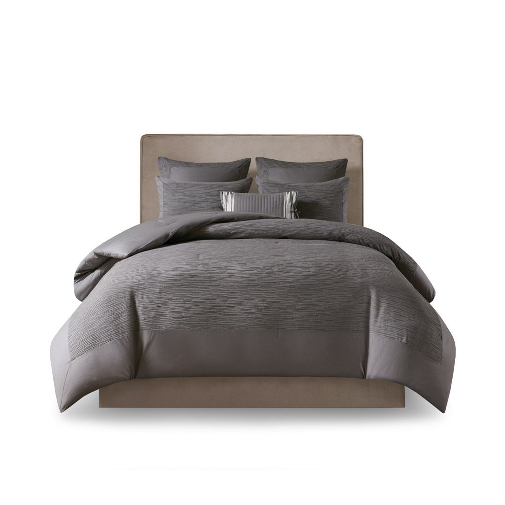Hanae - Blend Yarn Dyed 3 Piece Comforter Set - Gray