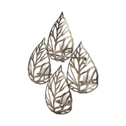 18" Champagne Distressed Botanical Leaf Metal Wall Sconce Candle Holder