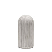 16" Gray And White Striped Ceramic Cylinder Floor Vase
