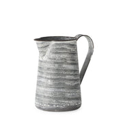 8" Gray And White Striped Metal Tapered Jug Vase