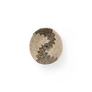 Luna 12" X 12" Black Light Brown And White Abstract Geometric Seagrass Circle Hanging Dimensional Sculpture