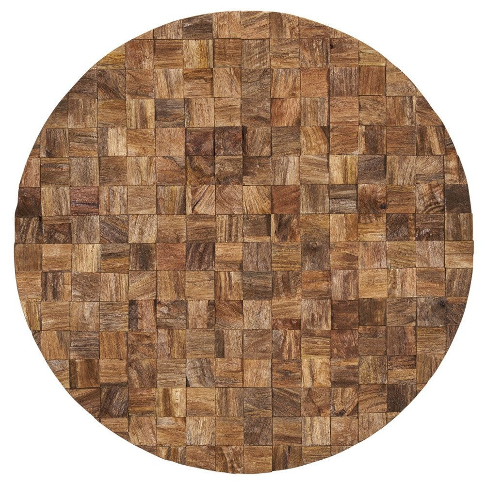 Into the Abyss II 32" X 32" Brown Geometric Wood Circle Hanging Dimensional Sculpture