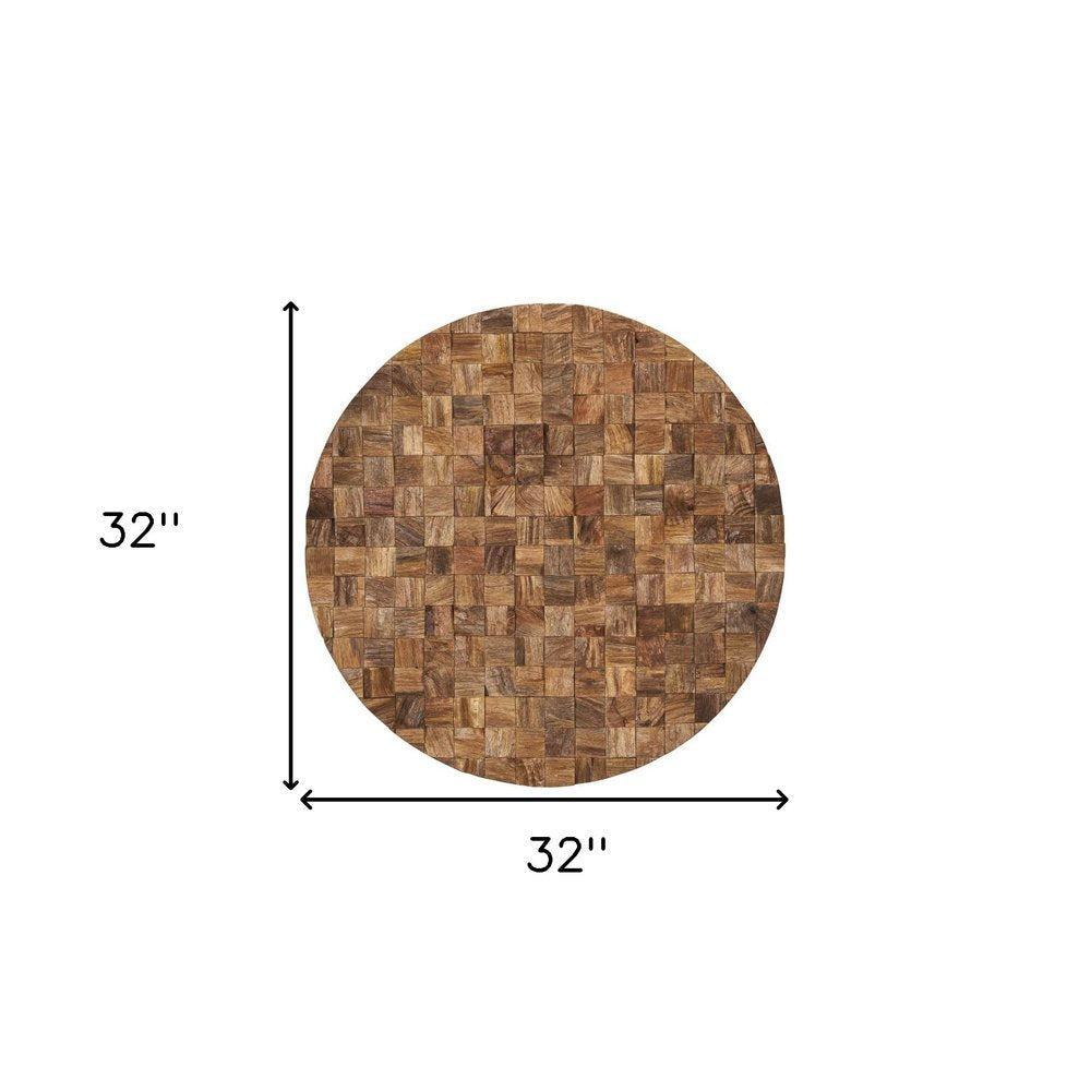 Into the Abyss II 32" X 32" Brown Geometric Wood Circle Hanging Dimensional Sculpture