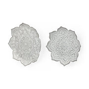 Set of Two Miranda Silver Flower Mandala Metal Hanging Dimensional Sculpture