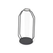 10" Black And Clear Glass And Metal Table Vase