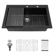 Quartz Kitchen Sink, Granite Composite, Drop In Sink With Durable Design