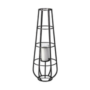 40" Black Distressed Geometric Metal Lantern Candle Holder