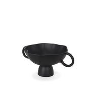 11" Black Metal Round Pedestal Centerpiece Bowl
