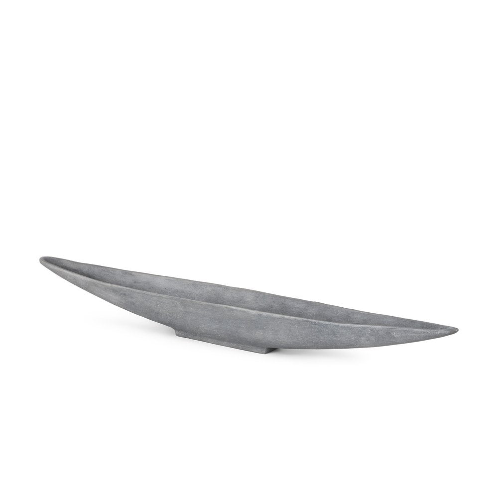 39" Gray Cast Aluminum Oval Long Boat Centerpiece Bowl