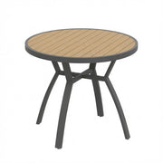 Outdoor Round Patio Table With Slatted Top - Gray