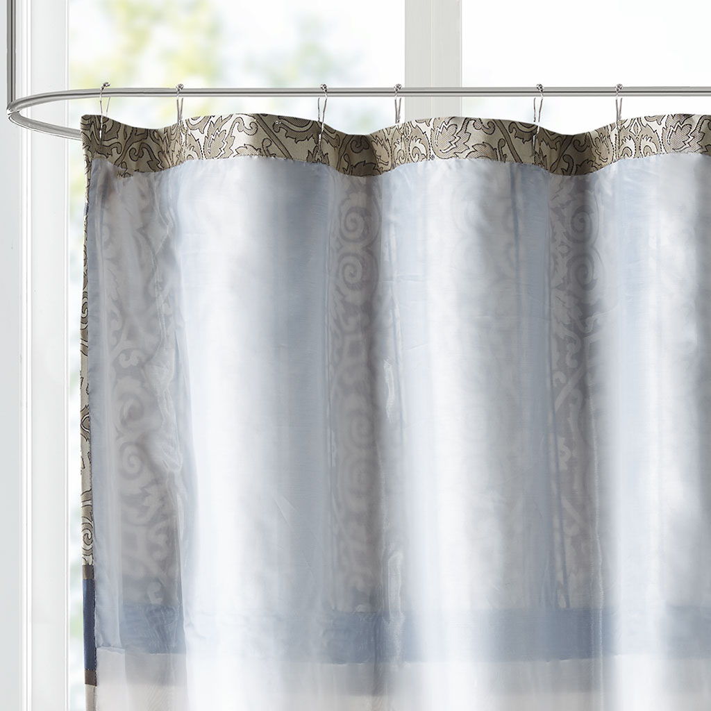 Donovan - Embroidered Shower Curtain - Navy