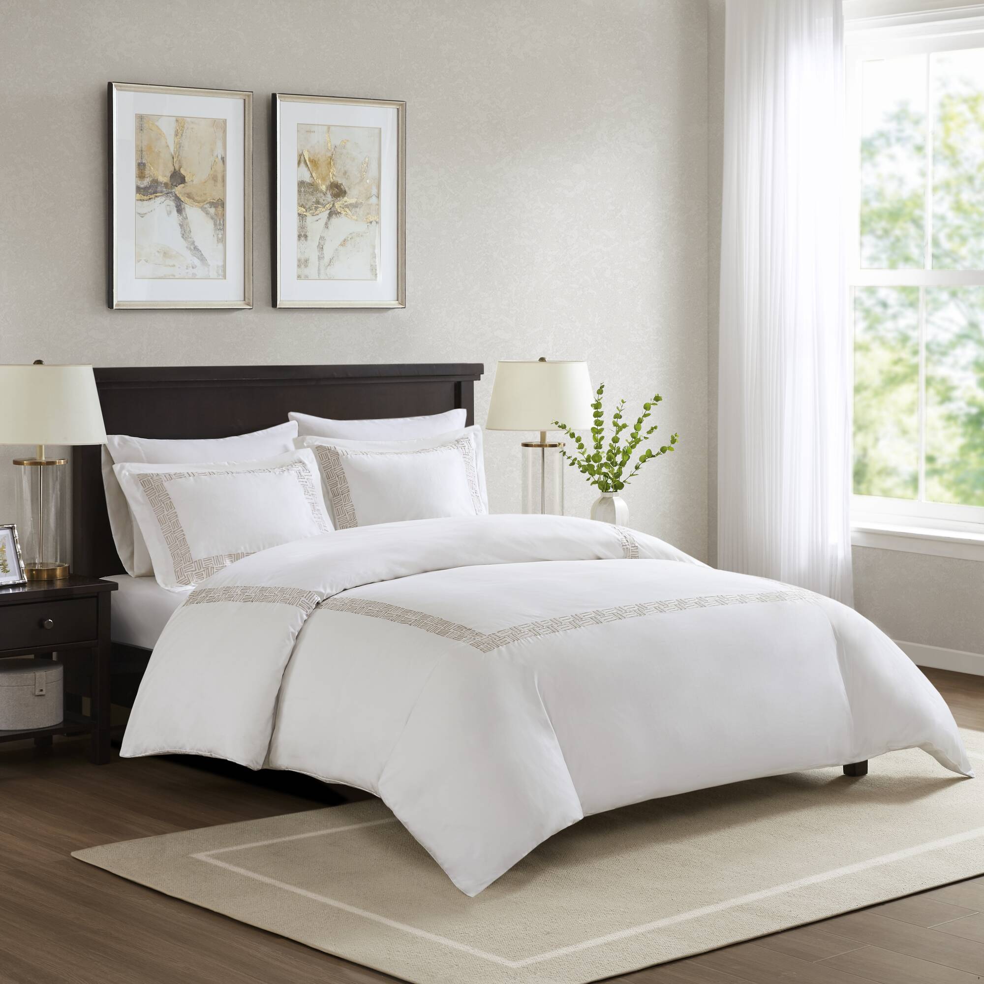 Nile - 3 Piece King/California King Sateen With Embroidery Duvet Set - Multi