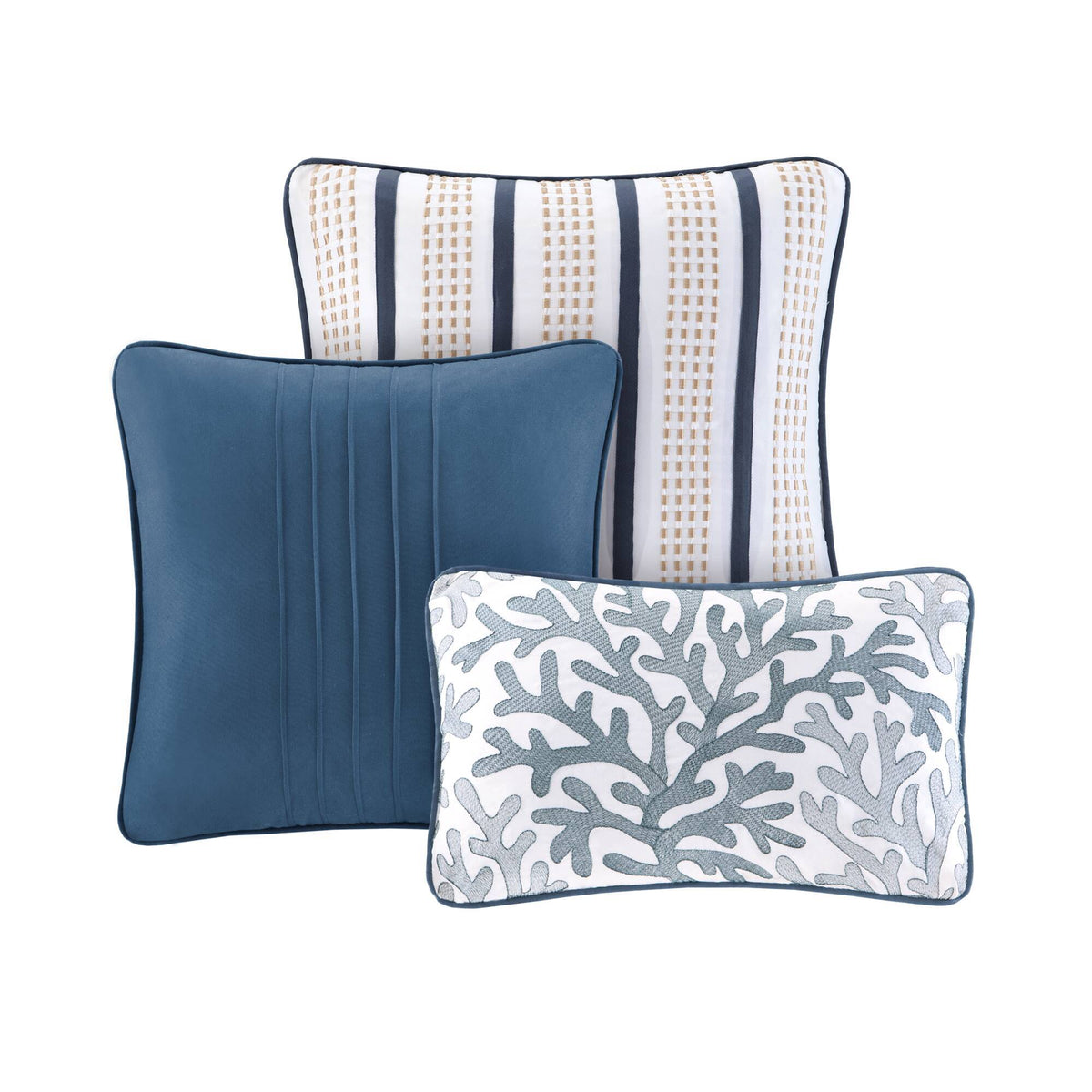 Bayside - Reversible Coverlet Set Microfiber - Blue