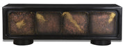 75" Black Distressed Solid Wood Sideboard with Four Doors