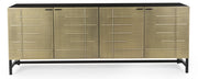 72" Gold Iron Ribbed Texture Sideboard with Four Doors
