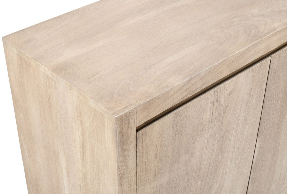 84" Ivory Distressed Reclaimed Wood Sideboard With Four Doors