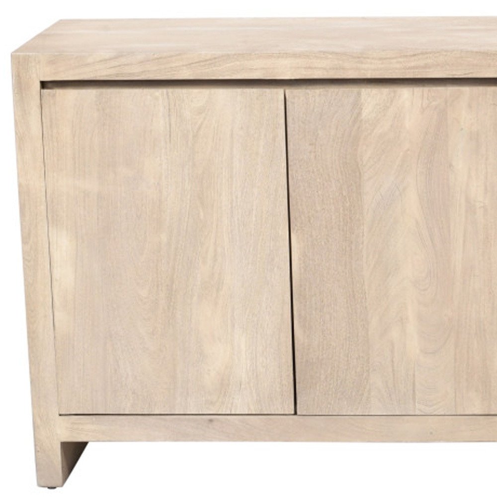 84" Ivory Distressed Reclaimed Wood Sideboard With Four Doors
