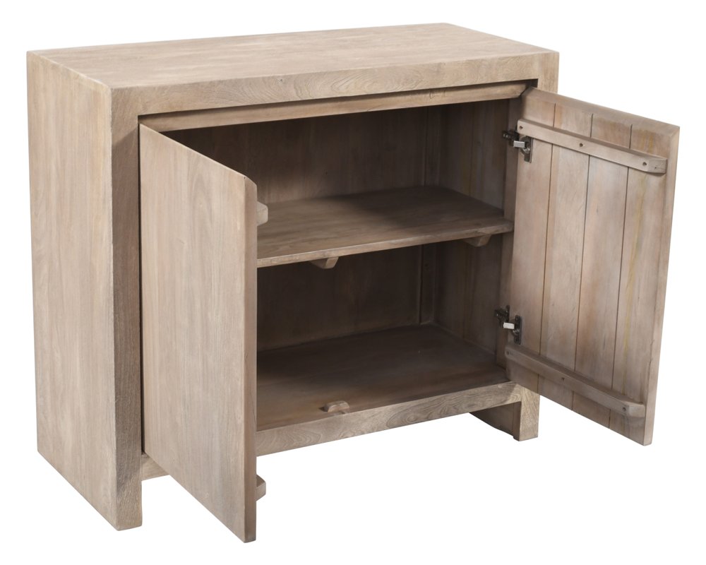 42" Ivory Distressed Reclaimed Wood Sideboard With Two Doors