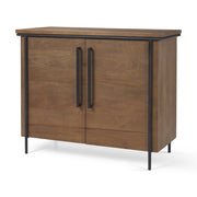 40" Brown and Black Solid Wood and Metal Accent Cabinet With Two Doors