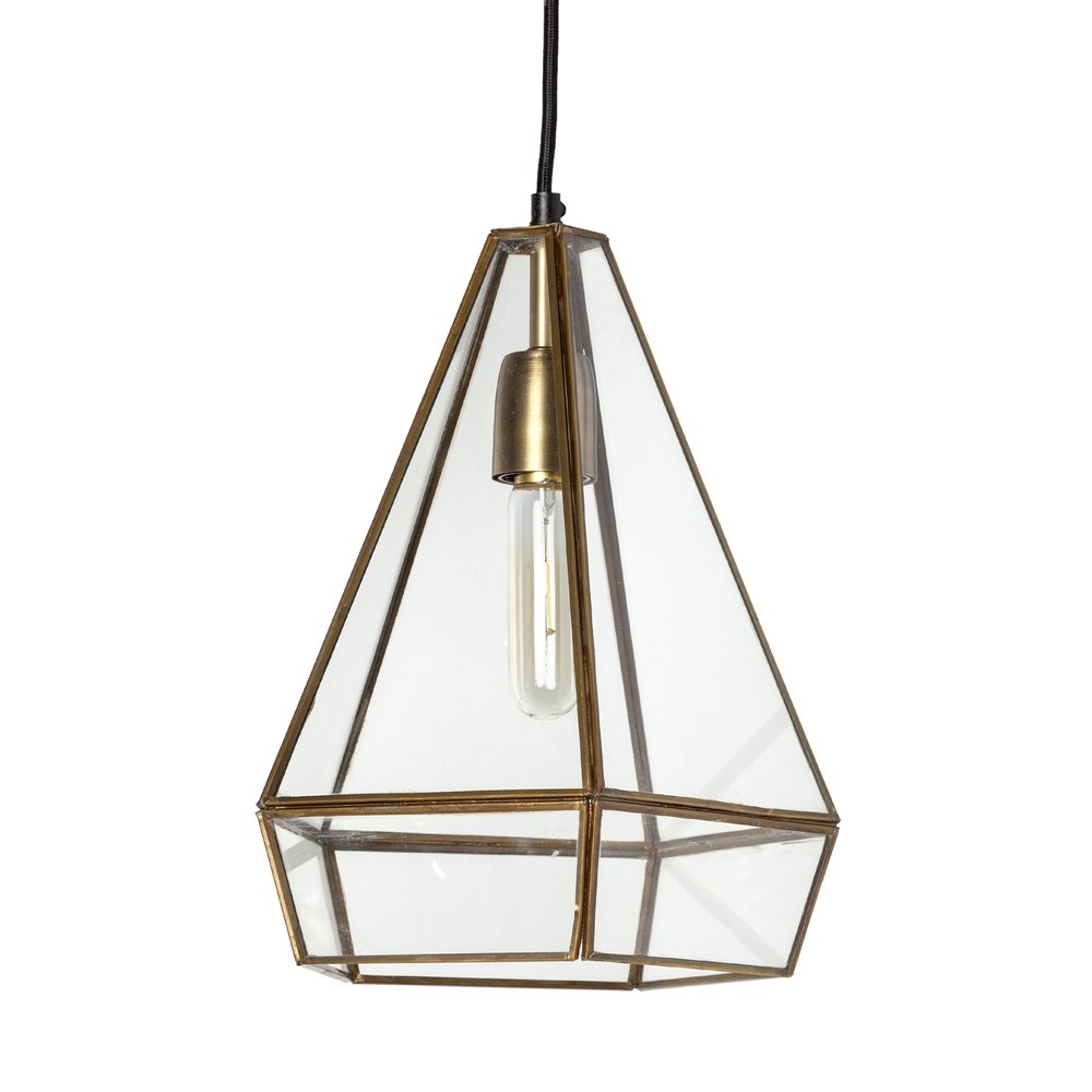 Clear And Gold Single Metal Dimmable Ceiling Light With Clear Shades