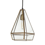 Clear And Gold Single Metal Dimmable Ceiling Light With Clear Shades