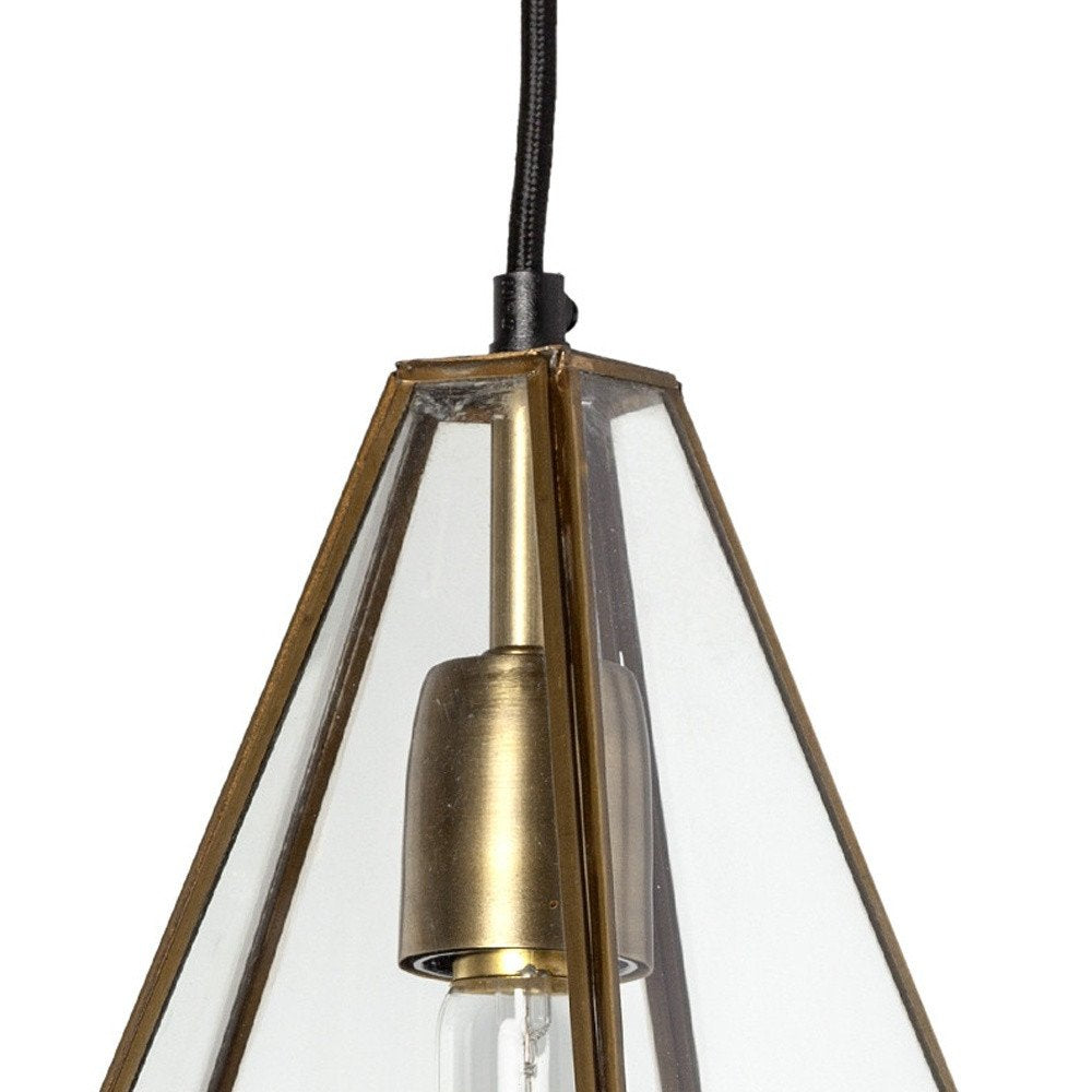 Clear And Gold Single Metal Dimmable Ceiling Light With Clear Shades