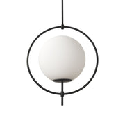 Black And White Single Metal Dimmable Ceiling Light With White Shades