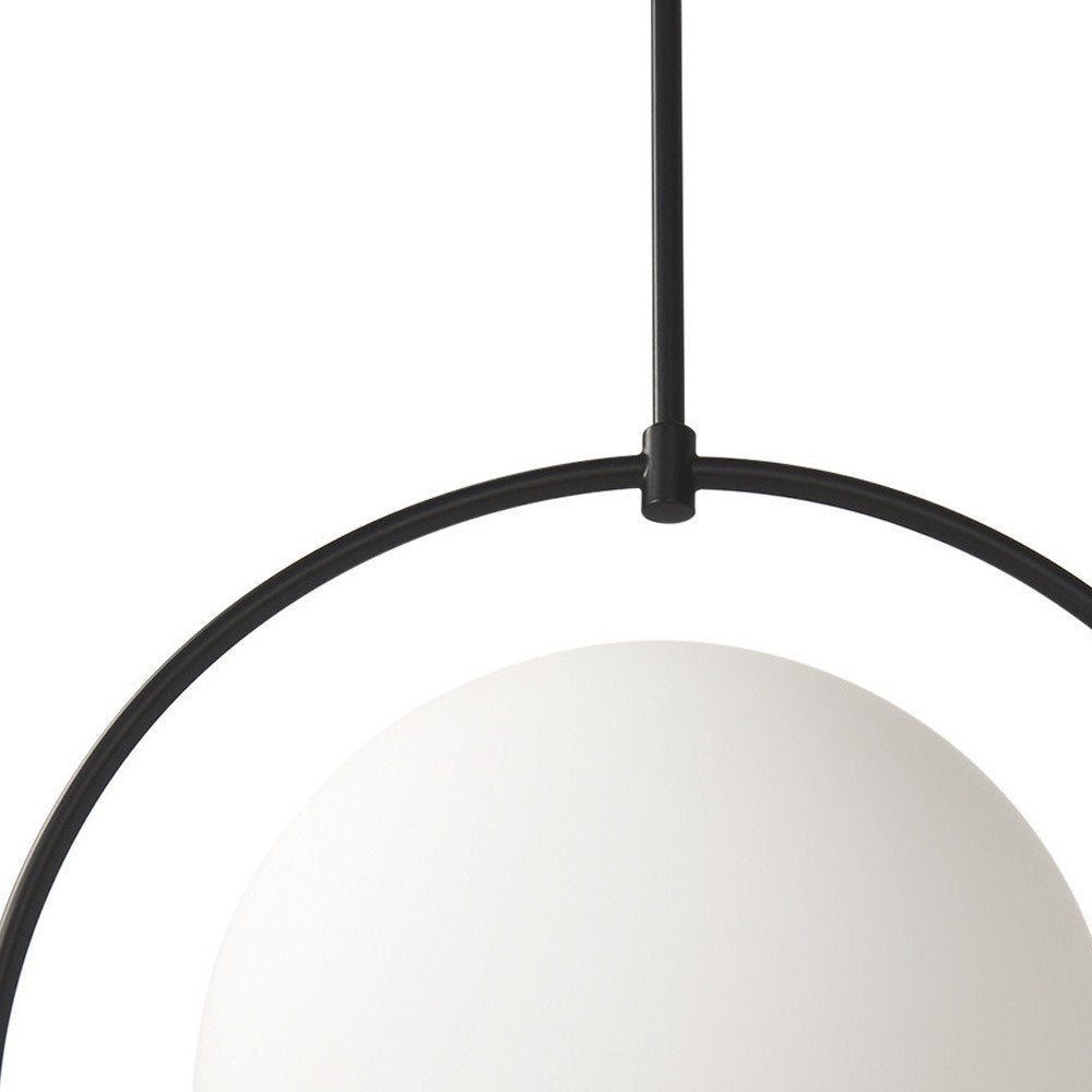 Black And White Single Metal Dimmable Ceiling Light With White Shades