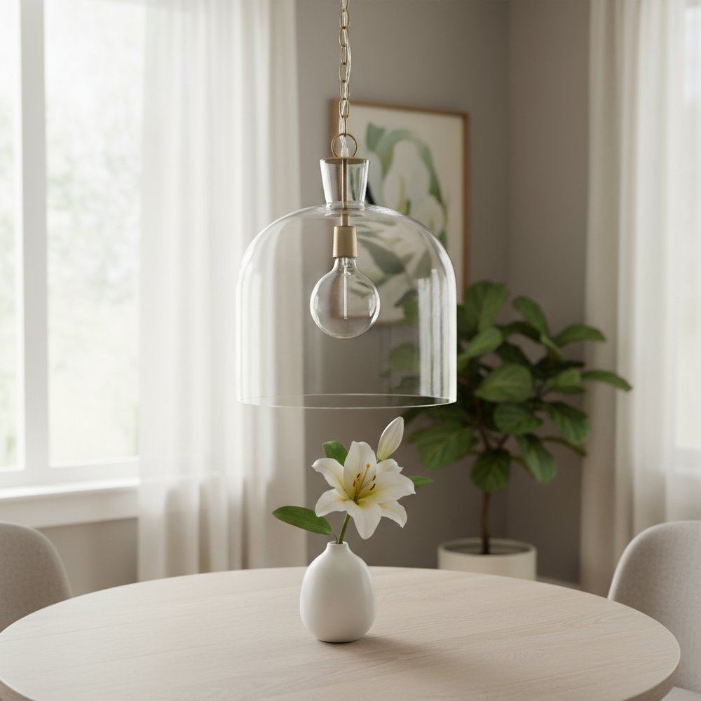 Clear Single Glass Dimmable Ceiling Light With Clear Shades