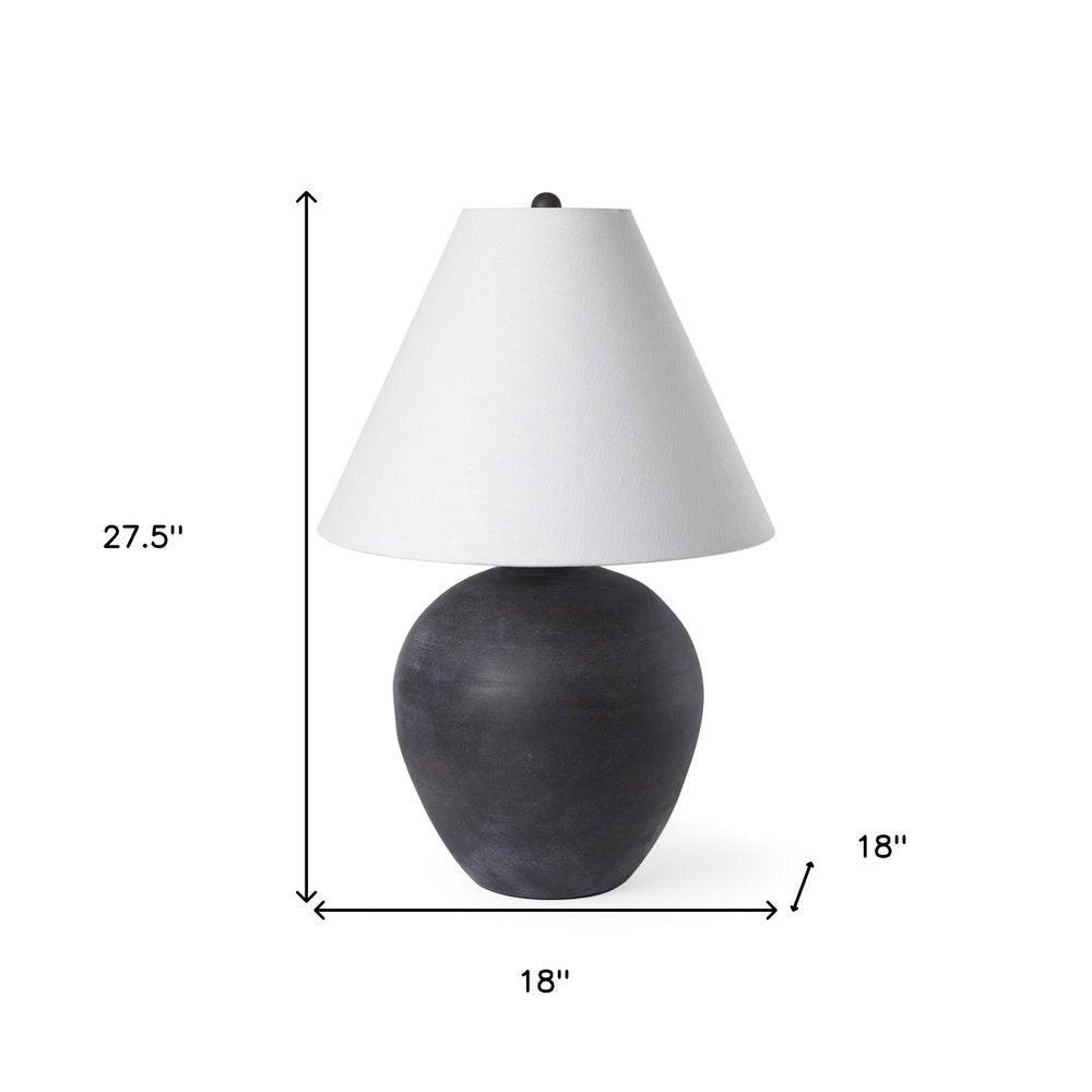 28" Black Novelty Bedside Lamp With Drum Shade