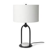 22" Black Round Bedside Lamp With Drum Shade
