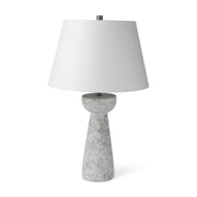 27" Gray Round Bedside Lamp With Empire Shade